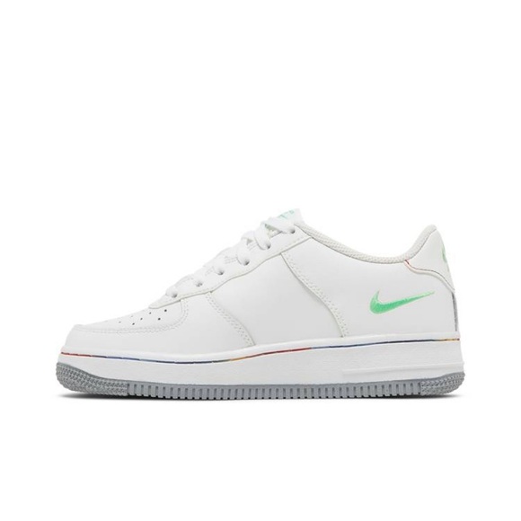 Nike Air Force 1 Low WMNS White/LT Green Spark-Aluminum  Multi Swoosh - Picture 5 of 16